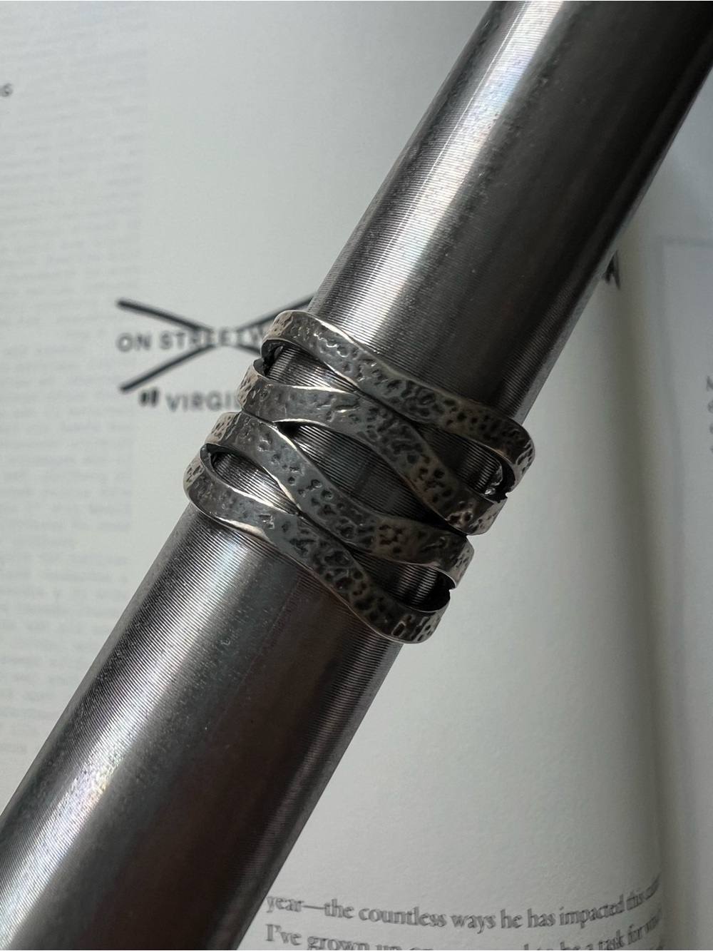 SHABLOOL • Hammered Multi-Band Textured Silver Ring